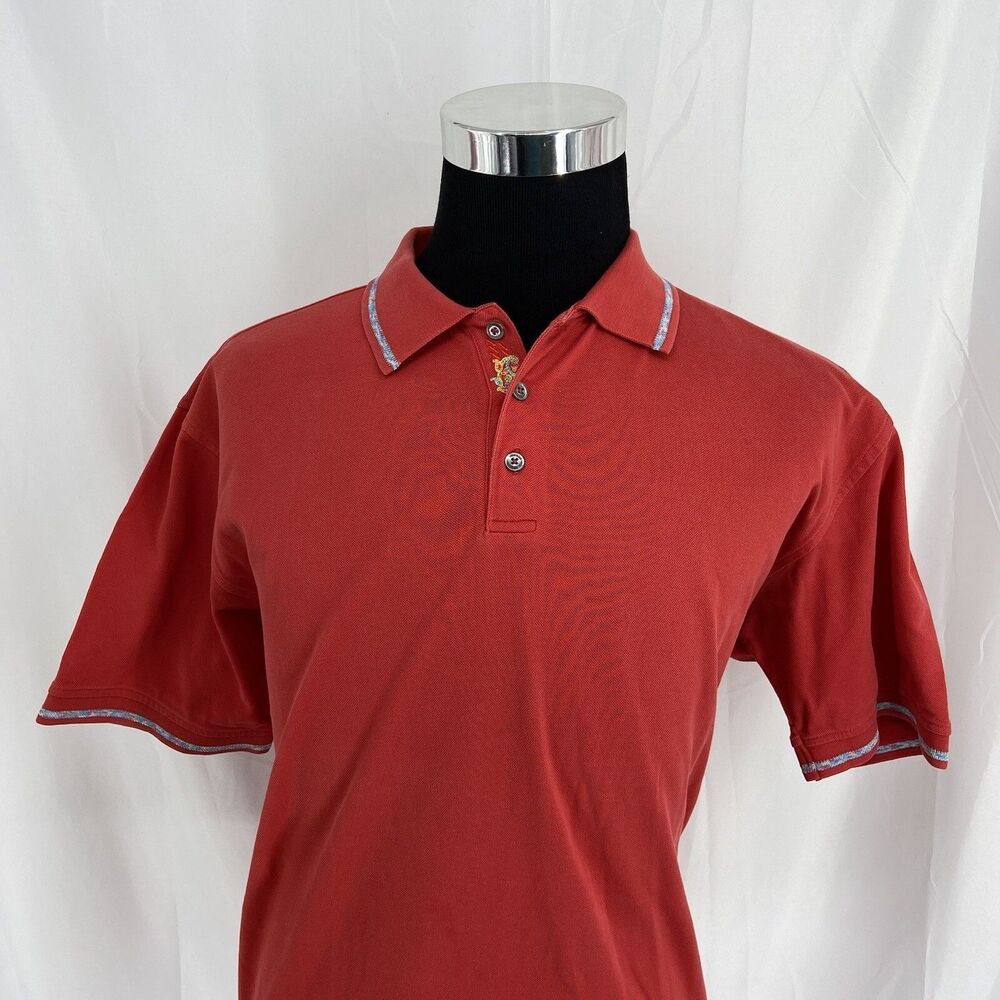 Robert Graham Polo Shirt Mens Large Res Short Sleeve 100% Cotton